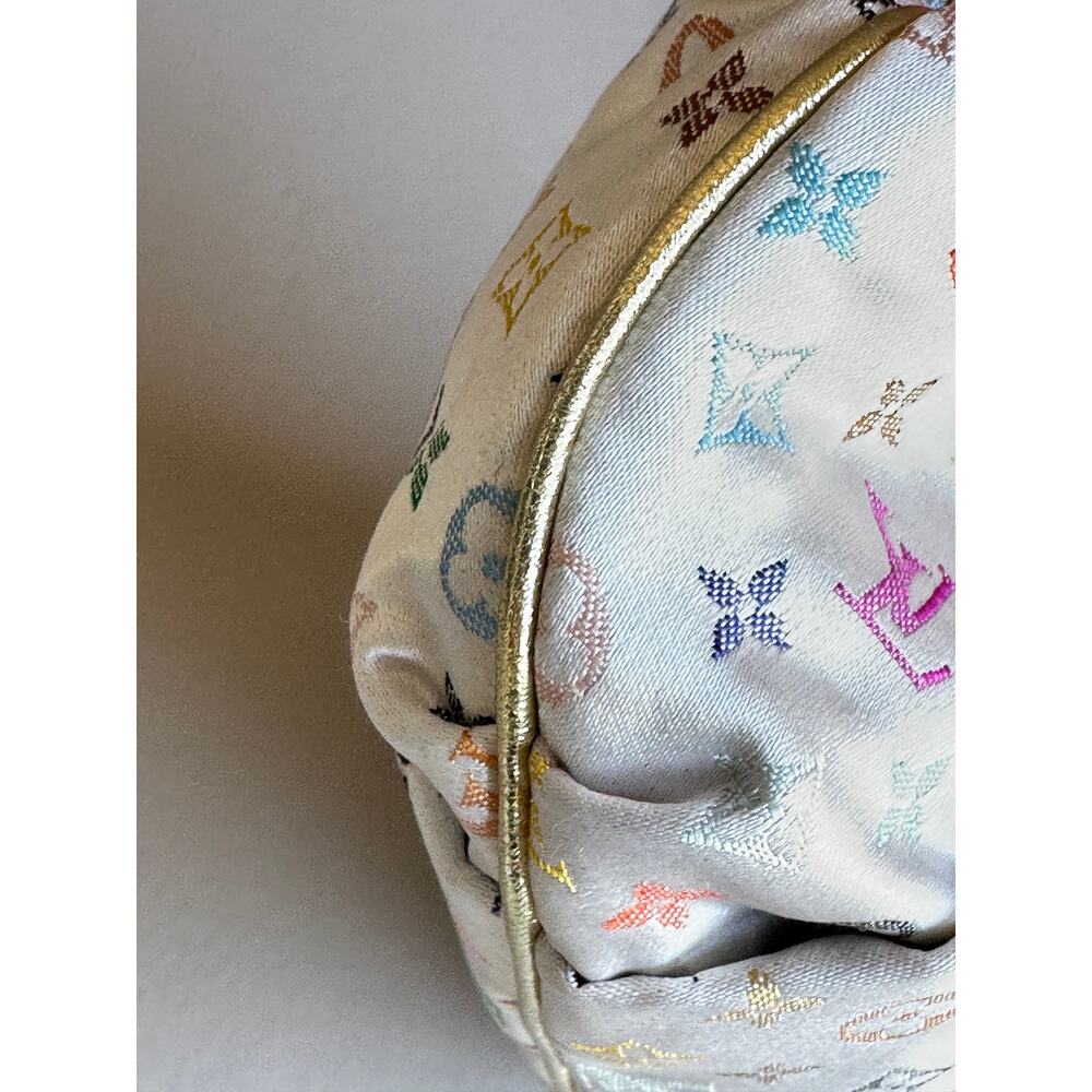Louis Vuitton Aumoniere Satin Evening Bag Monogram White Multicolor 82723 - Picture 12 of 15